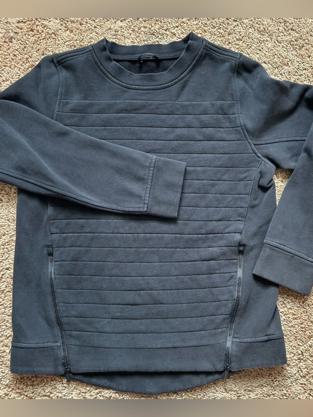 LULULEMON CREWNECK QUILTED SWEATSHIRT W/ SIDE ZIPS & POCKET  Black - Womens 6/8